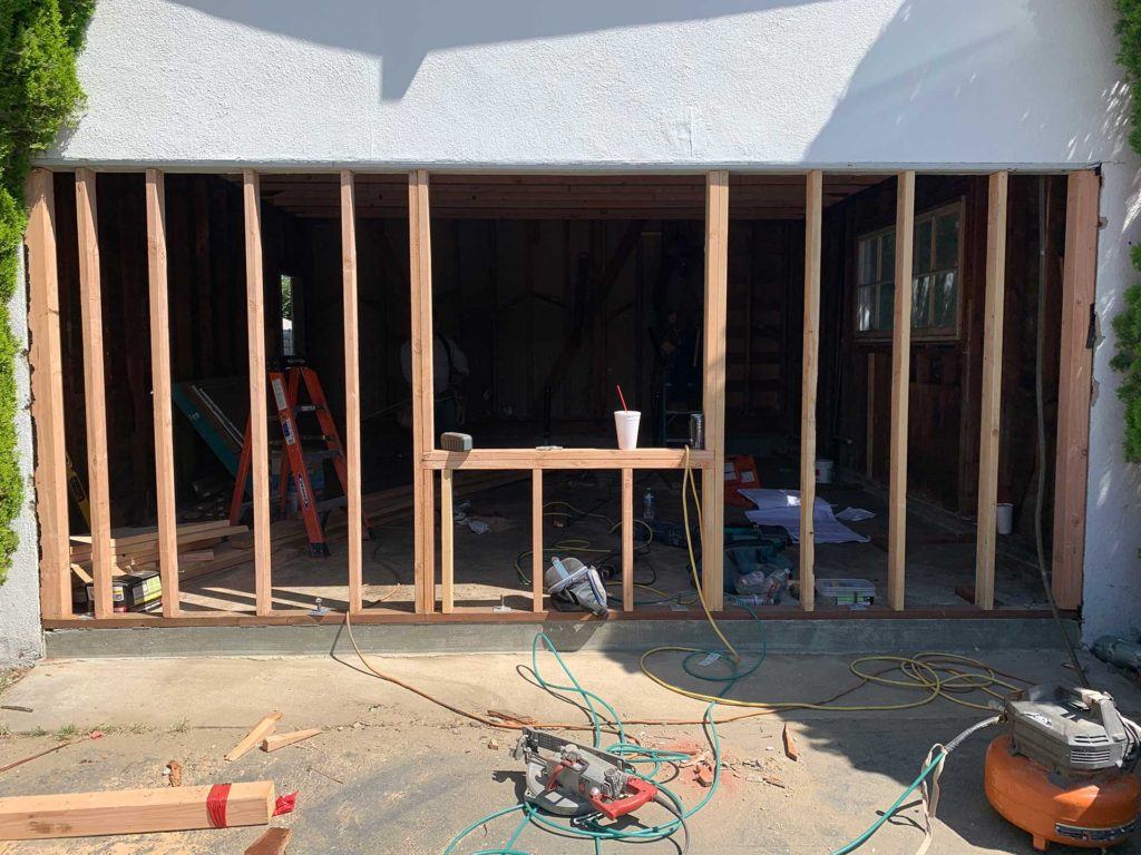 new framing for garage conversion project